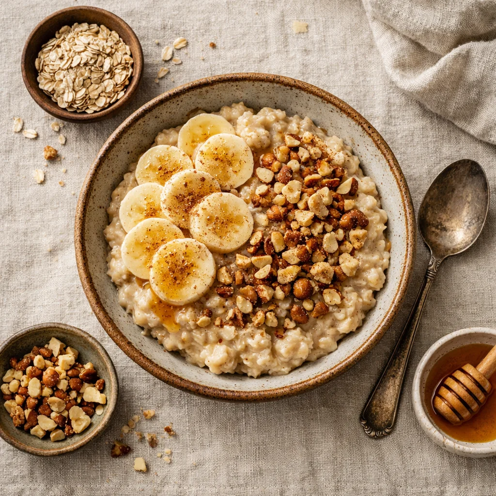 Energieboost Havermout Ontbijt met Banaan en Noten
