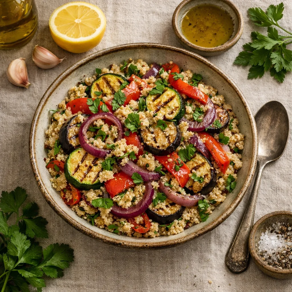 Vegetarische Quinoa Salade met Gegrilde Groenten