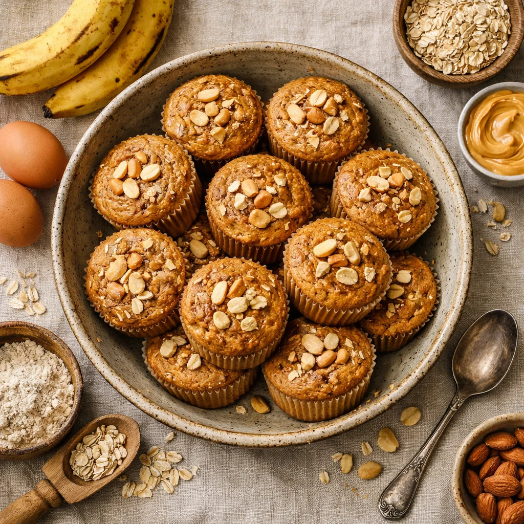 Suikervrije Pindakaas Banaan Muffins Recept
