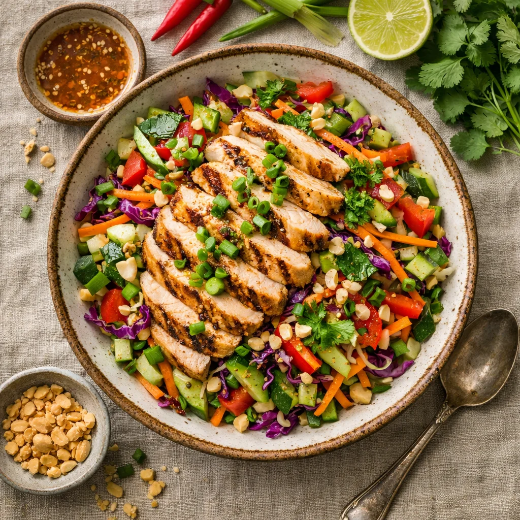 Knapperige Thaise Kip Salade met Oosterse Dressing