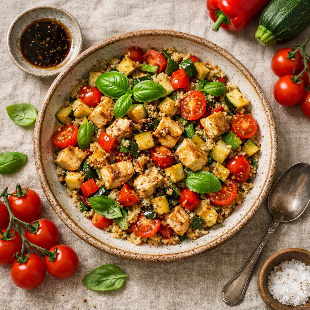 Italiaanse Quinoasalade met Gegrilde Kip en Balsamico Dressing