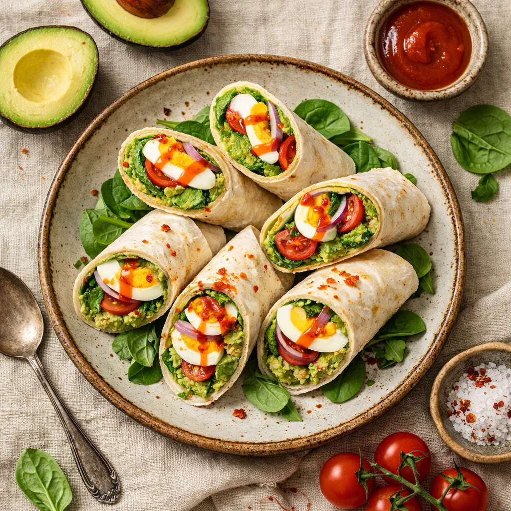 Pittige avocado en ei wrap