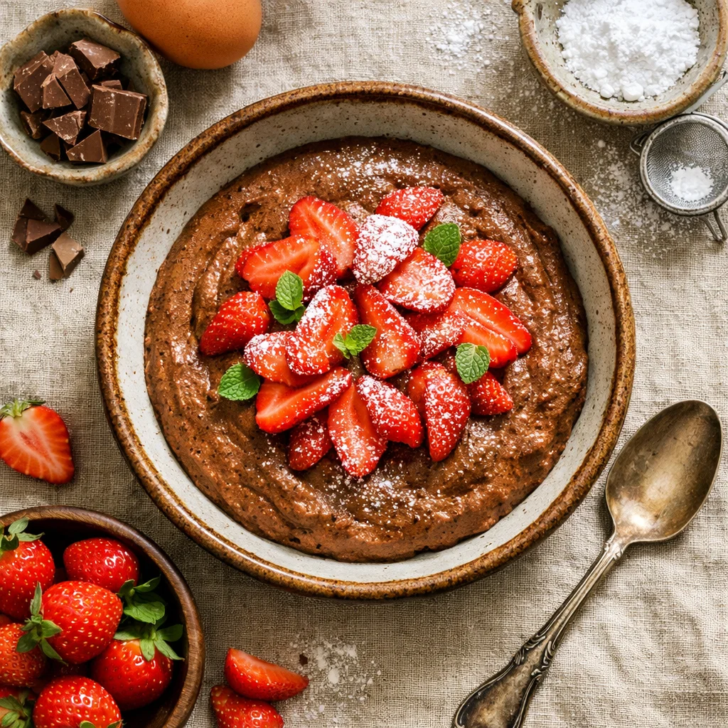Luchtige Chocolade Mousse met Verse Aardbeien