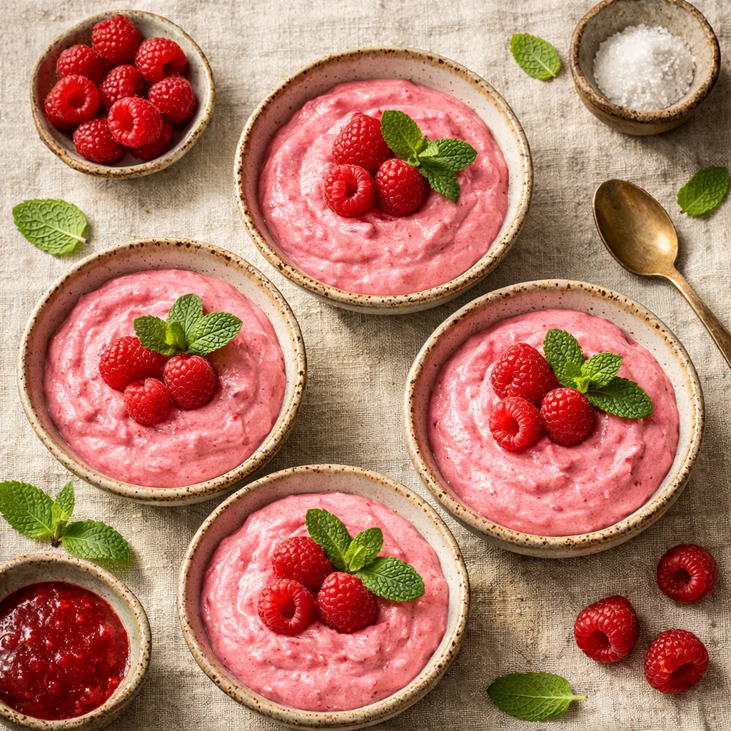 Verfrissende Frambozen Mousse met Verse Munt