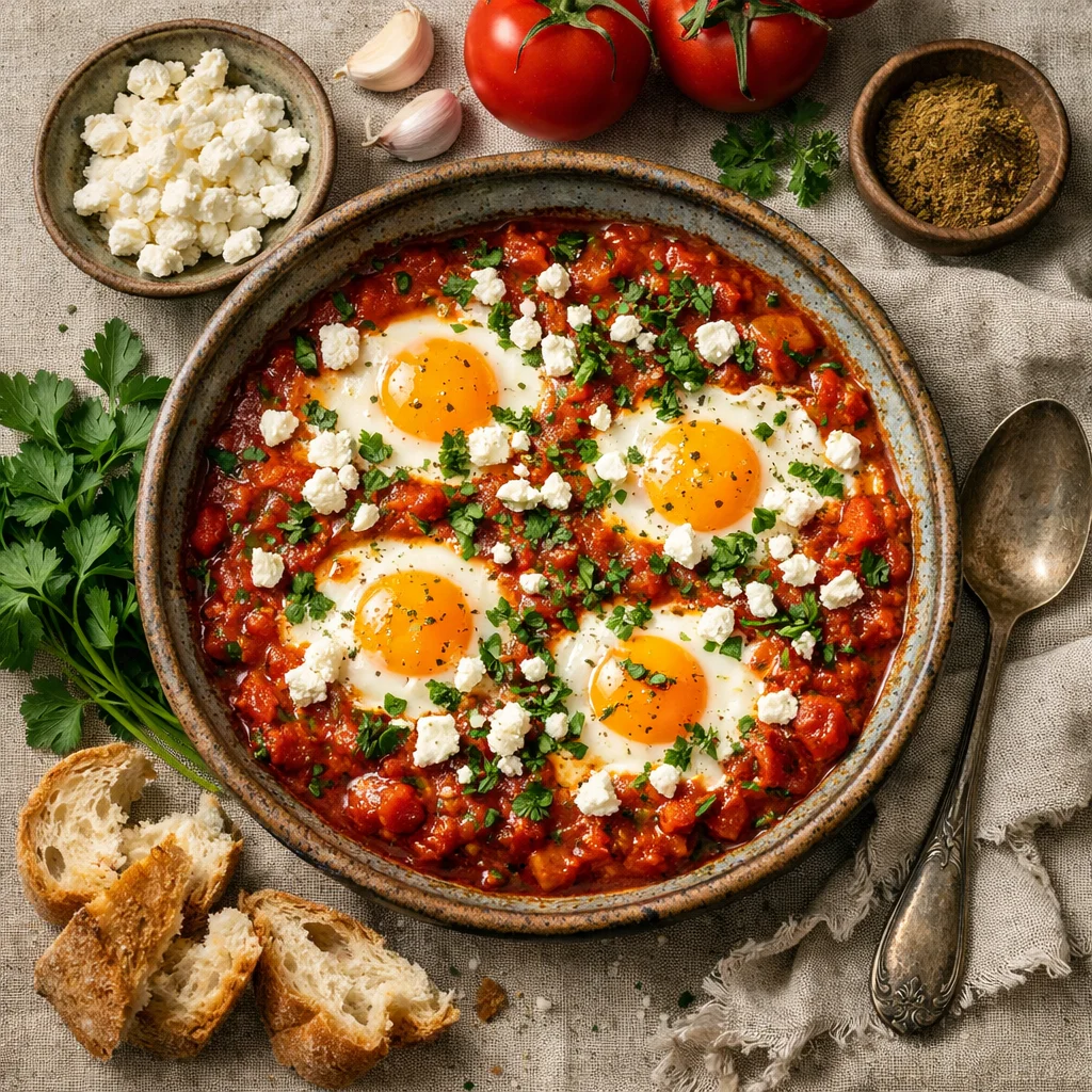 Gezonde Shakshuka met Feta en Peterselie