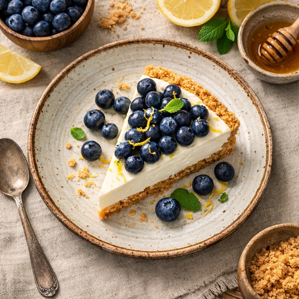 Frisse Citroen Yoghurt Taart met Bosbessen