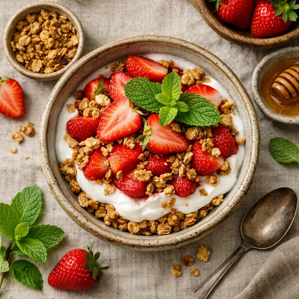Verse Aardbeien Parfait met Krokante Granola