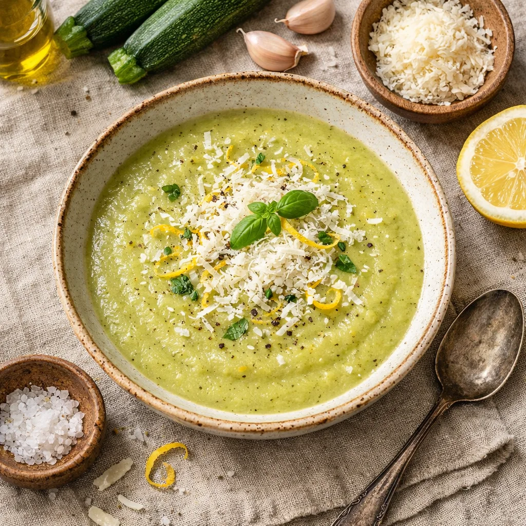 Italiaanse Courgettesoep met Citroen en Pecorino