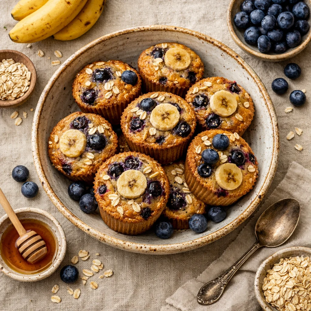 Gezonde Havermout Muffins met Bosbessen en Banaan