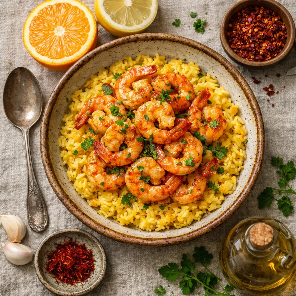Chef's Special: Sprankelende Citrus-Garnalen met Saffraanrijst