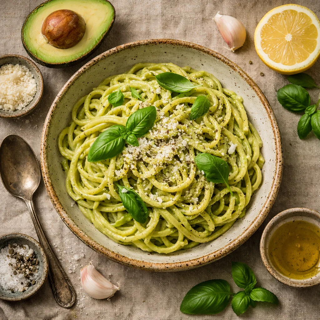 Romige Avocado Pasta met Knoflooksaus
