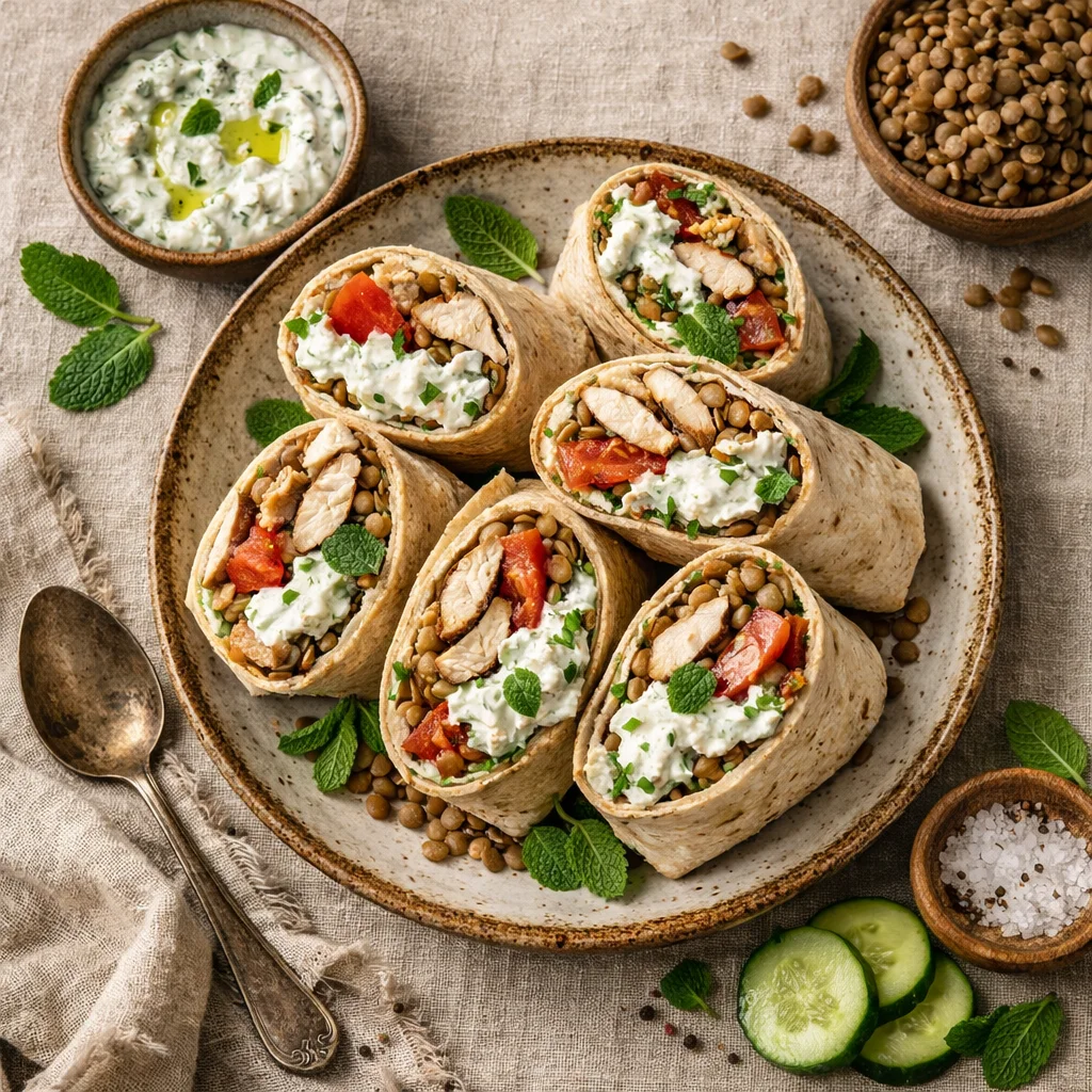 Verfrissende Linzen Wraps met Kip en Tzatziki