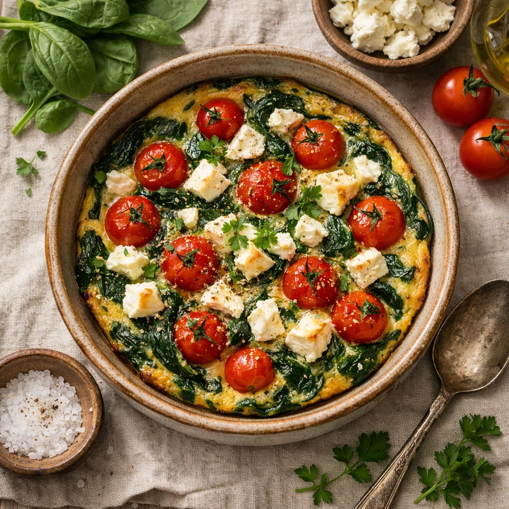Heerlijke Spinazie Frittata met Feta en Cherrytomaatjes