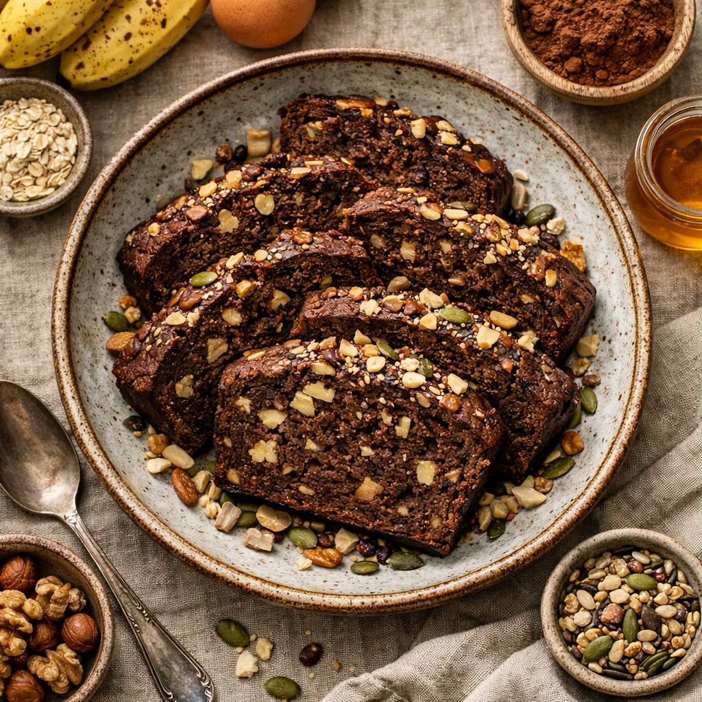 Gezonde Chocolade Bananenbrood met Noten en Zaden
