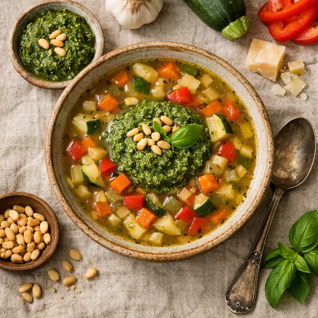 Verse Groentesoep met Zelfgemaakte Pesto