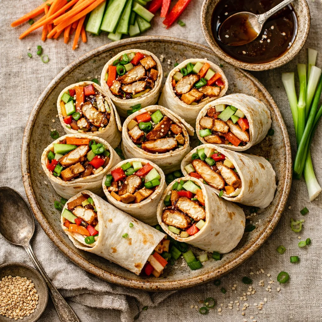 Aziatische Kip Wraps met knapperige groenten en Hoisin saus