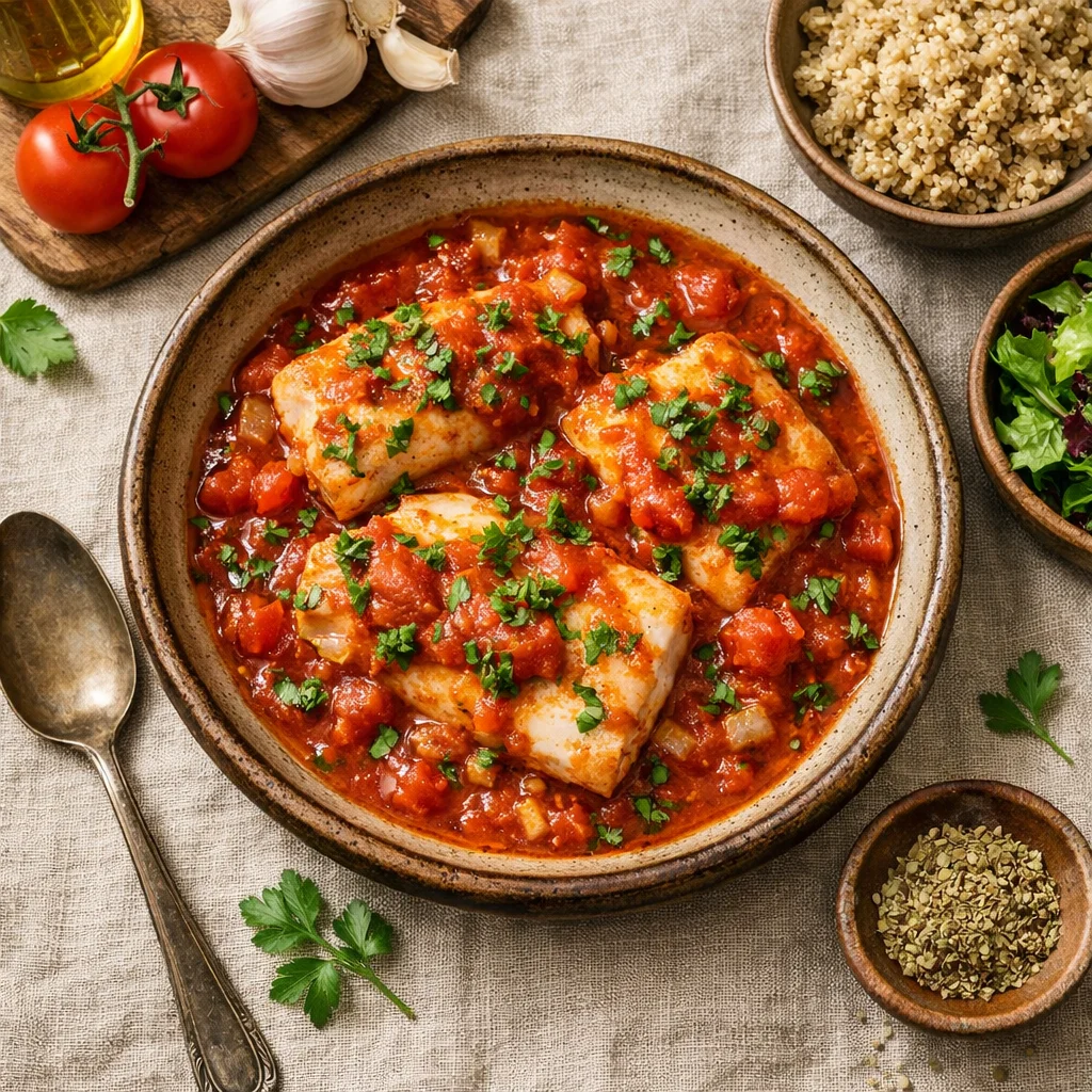 Italiaanse Kabeljauw in Tomatensaus