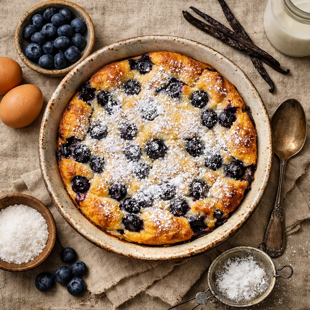 Luchtige Bosbessen Clafoutis
