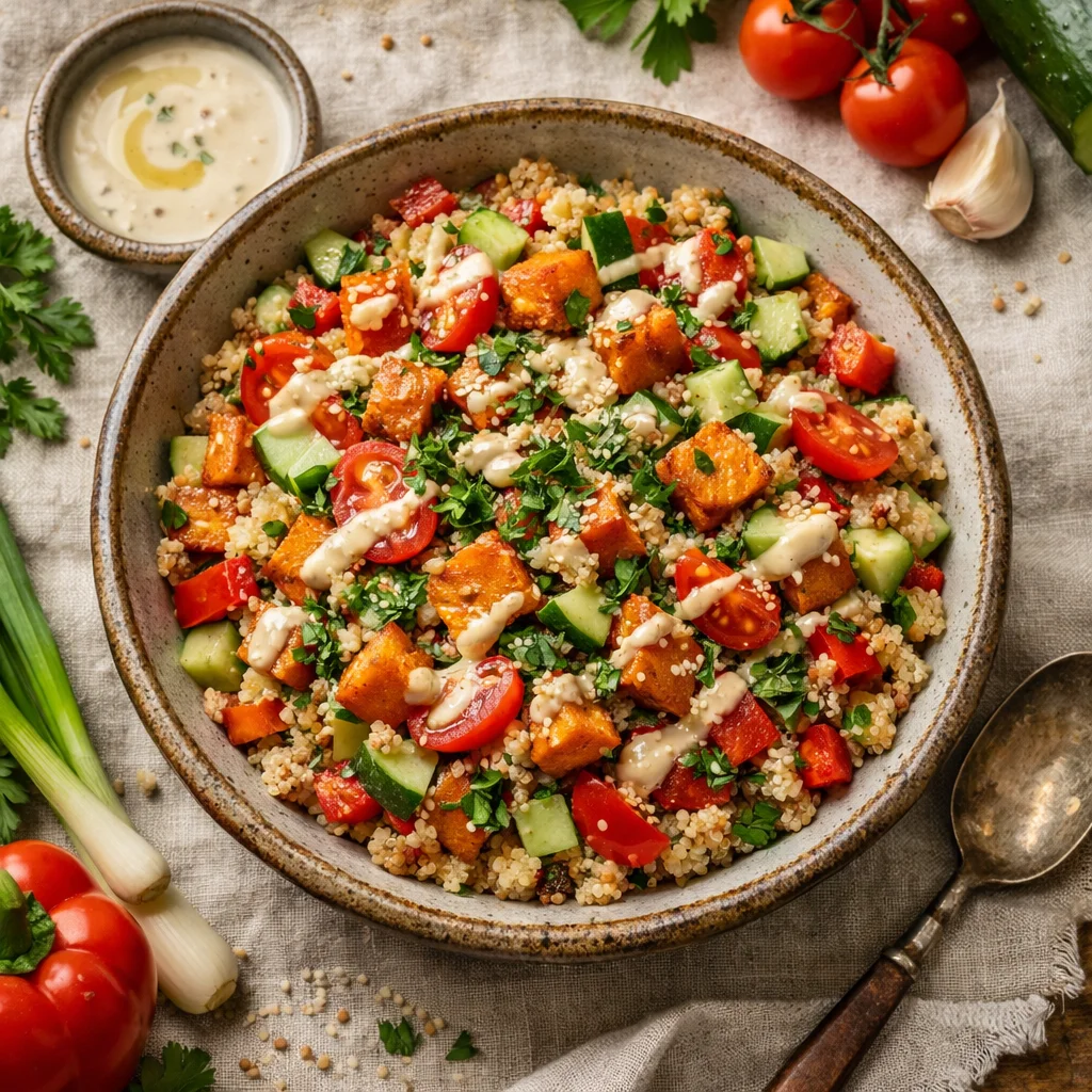 Krokante Quinoa Salade met Zoete Aardappel