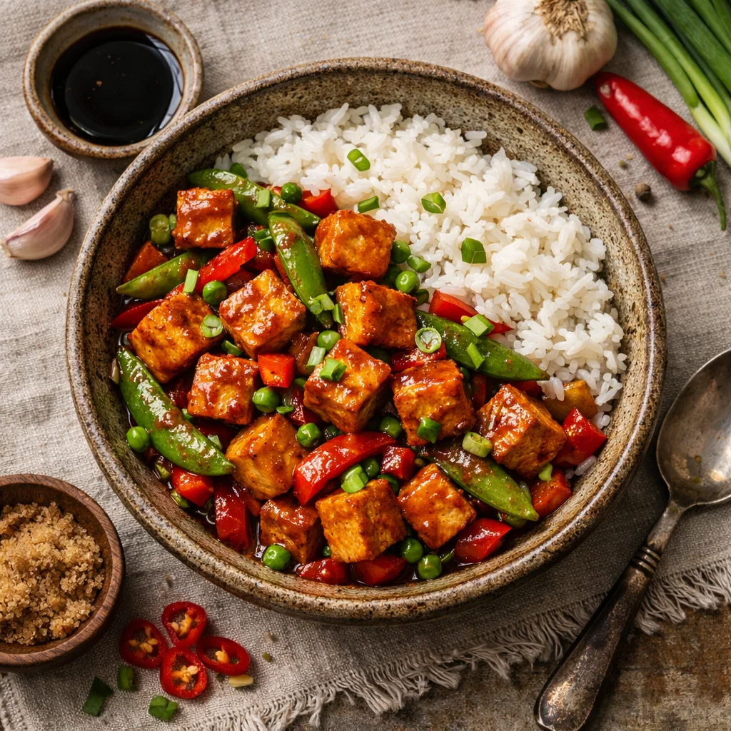 Pittige Thaise Tofu Roerbak