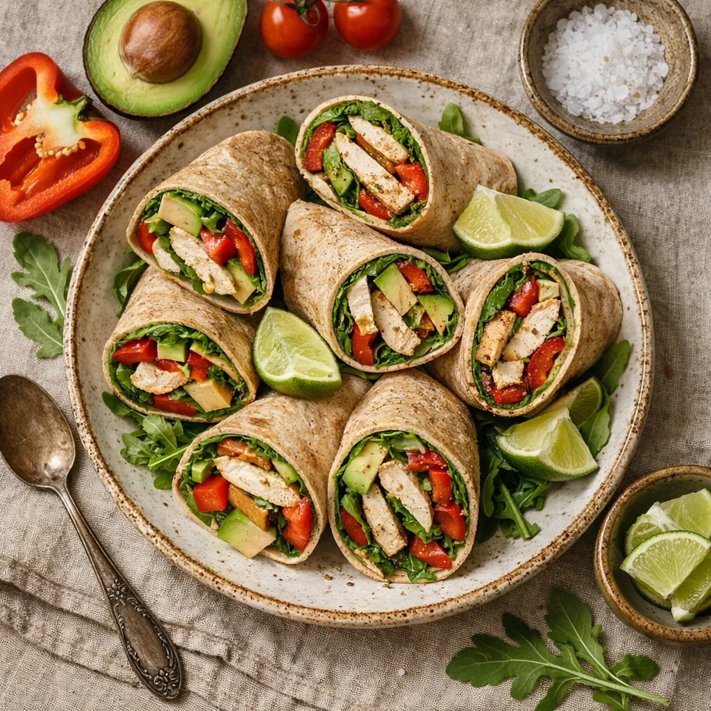 Lichte lunchwrap met kip en avocado