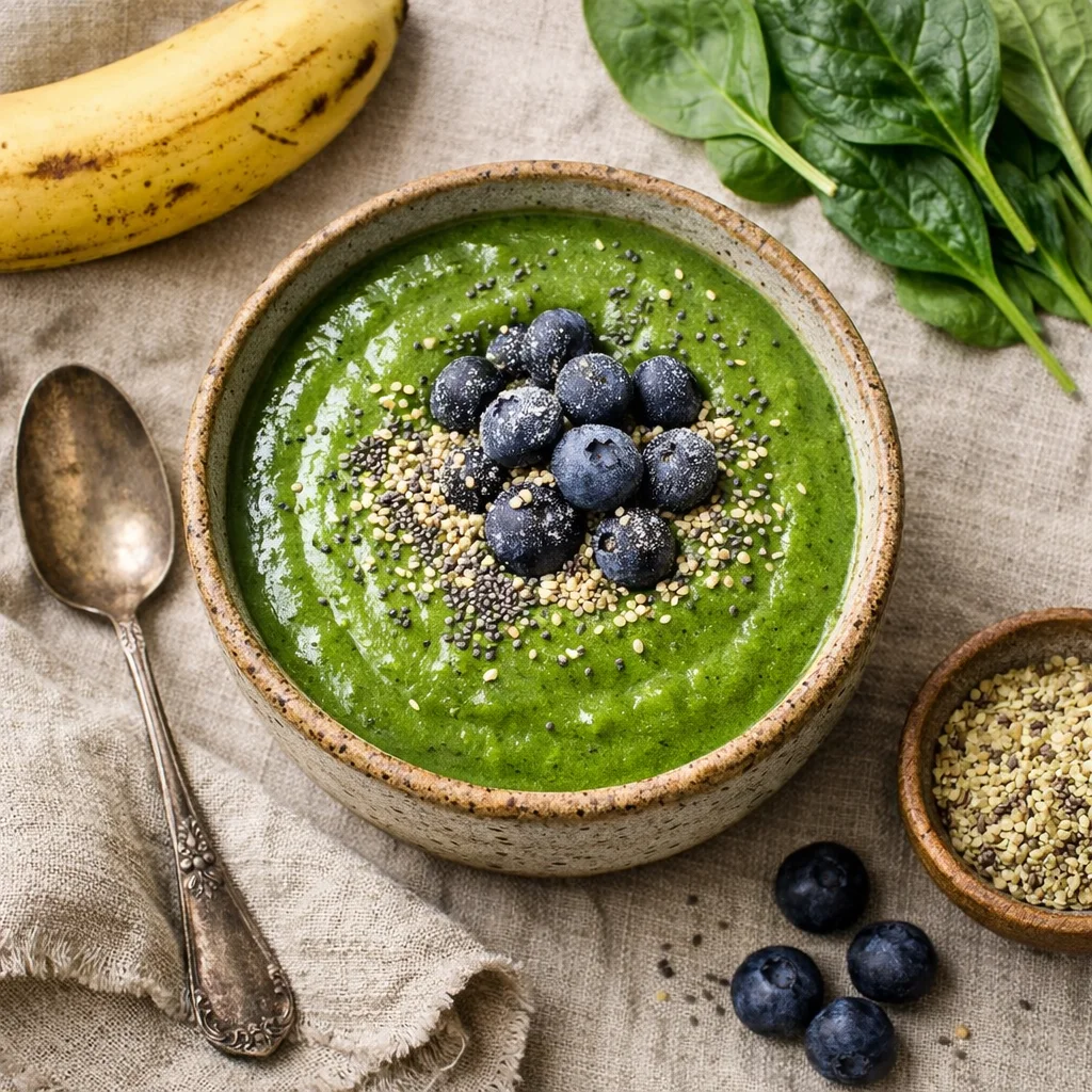Gezonde ontbijt smoothie met spinazie