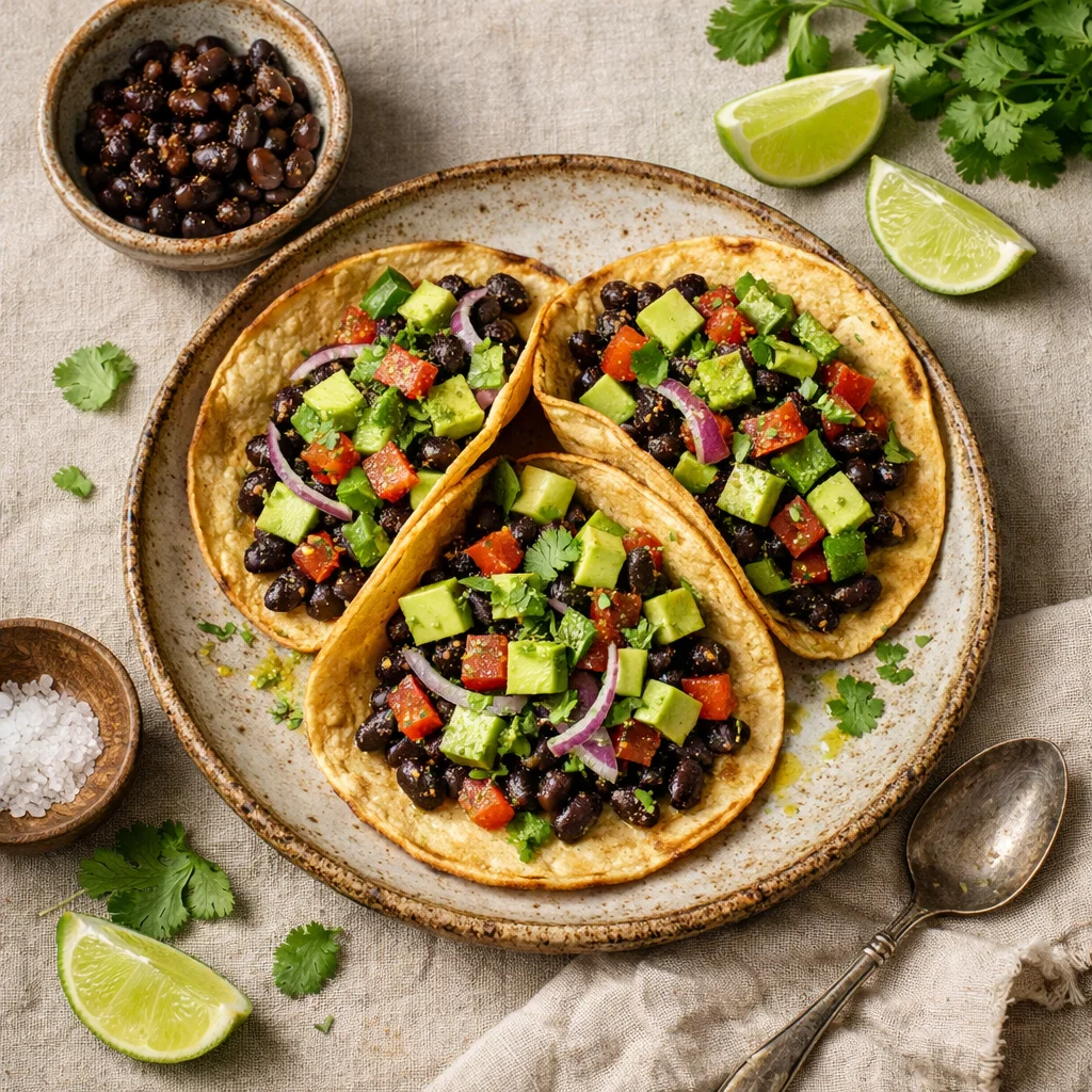 Vega Taco's met Zwarte Bonen en Avocado