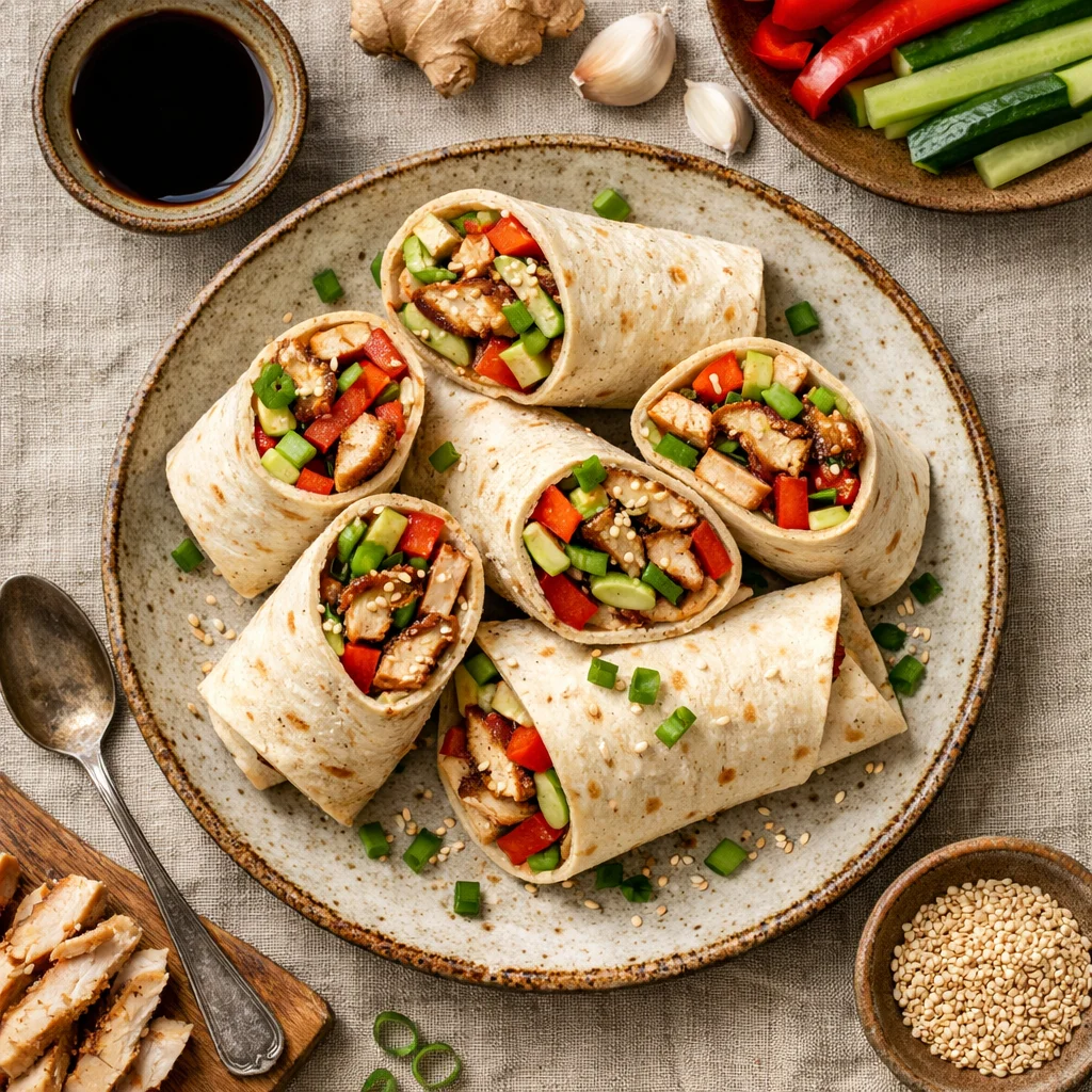 Wrap de Frango Asiático Saudável
